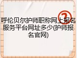 呼伦贝尔护师职称网上报名服务平台网址多少(护师报名官网)