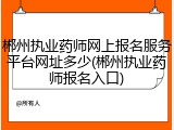 郴州执业药师网上报名服务平台网址多少(郴州执业药师报名入口)