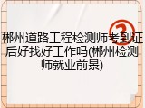 郴州道路工程检测师考到证后好找好工作吗(郴州检测师就业前景)