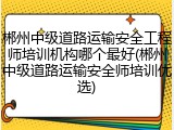 郴州中级道路运输安全工程师培训机构哪个最好(郴州中级道路运输安全师培训优选)
