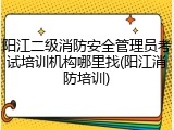 阳江二级消防安全管理员考试培训机构哪里找(阳江消防培训)