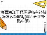 海西海洋工程环评师有补贴吗怎么领取呢(海西环评补贴申领)