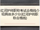 红河护师职称考试合格线介绍具体多少分(红河护师职称合格线)