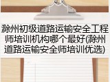 滁州初级道路运输安全工程师培训机构哪个最好(滁州道路运输安全师培训优选)
