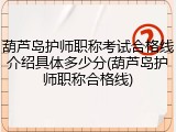 葫芦岛护师职称考试合格线介绍具体多少分(葫芦岛护师职称合格线)