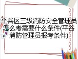 平谷区三级消防安全管理员怎么考需要什么条件(平谷消防管理员报考条件)