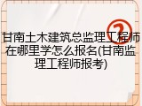 甘南土木建筑总监理工程师在哪里学怎么报名(甘南监理工程师报考)