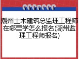 潮州土木建筑总监理工程师在哪里学怎么报名(潮州监理工程师报名)