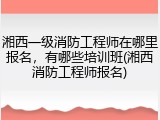 湘西一级消防工程师在哪里报名，有哪些培训班(湘西消防工程师报名)