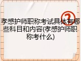 孝感护师职称考试具体有哪些科目和内容(孝感护师职称考什么)