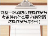 鹤壁一级消防设施操作员报考条件有什么要求(鹤壁消防操作员报考条件)