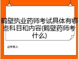 鹤壁执业药师考试具体有哪些科目和内容(鹤壁药师考什么)