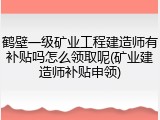 鹤壁一级矿业工程建造师有补贴吗怎么领取呢(矿业建造师补贴申领)