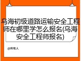 乌海初级道路运输安全工程师在哪里学怎么报名(乌海安全工程师报名)