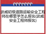 武威初级道路运输安全工程师在哪里学怎么报名(武威安全工程师报名)