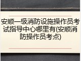 安顺一级消防设施操作员考试指导中心哪里有(安顺消防操作员考点)
