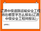 辽源中级道路运输安全工程师在哪里学怎么报名(辽源中级安全工程师报名)
