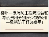 柳州一级消防工程师报名和考试费用分别多少钱(柳州一级消防工程师费用)
