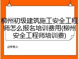 柳州初级建筑施工安全工程师怎么报名培训费用(柳州安全工程师培训费)