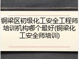 铜梁区初级化工安全工程师培训机构哪个最好(铜梁化工安全师培训)