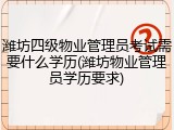 潍坊四级物业管理员考试需要什么学历(潍坊物业管理员学历要求)