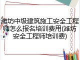 潍坊中级建筑施工安全工程师怎么报名培训费用(潍坊安全工程师培训费)