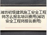 潍坊初级建筑施工安全工程师怎么报名培训费用(潍坊安全工程师报名费用)