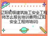 辽阳初级建筑施工安全工程师怎么报名培训费用(辽阳安全工程师培训)