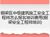 铜梁区中级建筑施工安全工程师怎么报名培训费用(铜梁安全工程师培训)