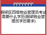 铜梁区四级物业管理员考试需要什么学历(铜梁物业管理员学历要求)