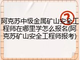 阿克苏中级金属矿山安全工程师在哪里学怎么报名(阿克苏矿山安全工程师报考)