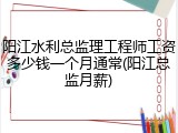 阳江水利总监理工程师工资多少钱一个月通常(阳江总监月薪)