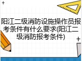 阳江二级消防设施操作员报考条件有什么要求(阳江二级消防报考条件)