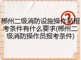 郴州二级消防设施操作员报考条件有什么要求(郴州二级消防操作员报考条件)