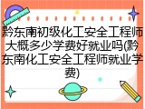 黔东南初级化工安全工程师大概多少学费好就业吗(黔东南化工安全工程师就业学费)