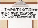 内江初级化工安全工程师大概多少学费好就业吗(内江化工安全工程师就业前景)