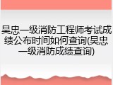 吴忠一级消防工程师考试成绩公布时间如何查询(吴忠一级消防成绩查询)