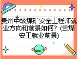 贵州中级煤矿安全工程师就业方向和前景如何？(贵煤安工就业前景)