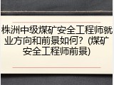 株洲中级煤矿安全工程师就业方向和前景如何？(煤矿安全工程师前景)