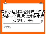 萍乡水运材料检测师工资多少钱一个月通常(萍乡水运检测师月薪)