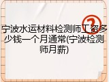 宁波水运材料检测师工资多少钱一个月通常(宁波检测师月薪)