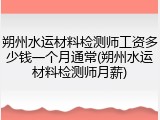 朔州水运材料检测师工资多少钱一个月通常(朔州水运材料检测师月薪)