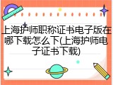 上海护师职称证书电子版在哪下载怎么下(上海护师电子证书下载)