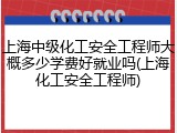 上海中级化工安全工程师大概多少学费好就业吗(上海化工安全工程师)