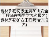 锡林郭勒初级金属矿山安全工程师在哪里学怎么报名(锡林郭勒矿安工程师培训报名)
