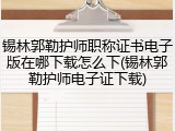 锡林郭勒护师职称证书电子版在哪下载怎么下(锡林郭勒护师电子证下载)