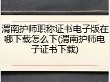 渭南护师职称证书电子版在哪下载怎么下(渭南护师电子证书下载)