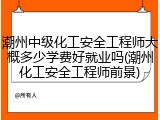 潮州中级化工安全工程师大概多少学费好就业吗(潮州化工安全工程师前景)