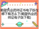 鹤壁执业药师证书电子版在哪下载怎么下(鹤壁执业药师证电子版下载)