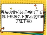 丹东执业药师证书电子版在哪下载怎么下(执业药师电子证下载)